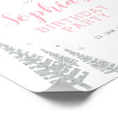 Zilver Winter Girl Birthday Party Welkomstteken Poster (Hoek)