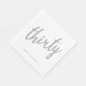 Zilver Wit 30 Verjaardagsfeestje Glitter "Dertig" Servet (Hoek)