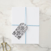 Zilver & Wit Damast Bruiloft Uitgeefcadeau Cadeaulabel (Met Touw)