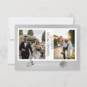  zilver & wit gepersonaliseerde bruiloft bedankkaart (Voorkant)