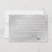  zilver & wit gepersonaliseerde bruiloft bedankkaart (Achterkant)