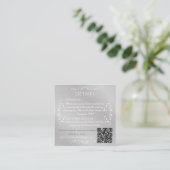 zilver & wit gepersonaliseerde bruiloft informatiekaartje (Staand voorkant)