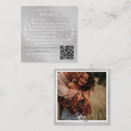  zilver & wit gepersonaliseerde bruiloft informatiekaartje