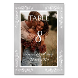  zilver & wit gepersonaliseerde bruiloft kaart