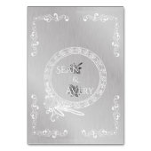  zilver & wit gepersonaliseerde bruiloft kaart (Achterkant)