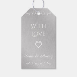  zilver & wit gepersonaliseerde bruiloft Labels Cadeaulabel