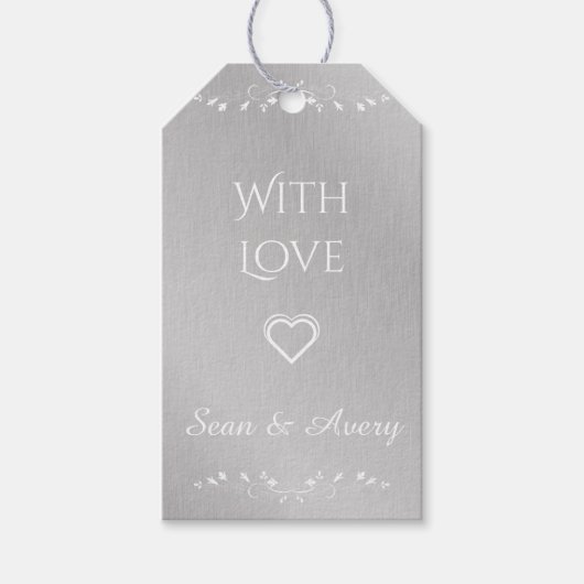  zilver & wit gepersonaliseerde bruiloft Labels Cadeaulabel (Voorkant)