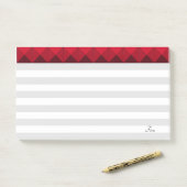 Zilver & Wit Gestreept & Bourgondische Kop Post-it® Notes (Op bureau)