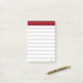 Zilver & Wit Gestreept & Bourgondische Kop Post-it® Notes (Op bureau)