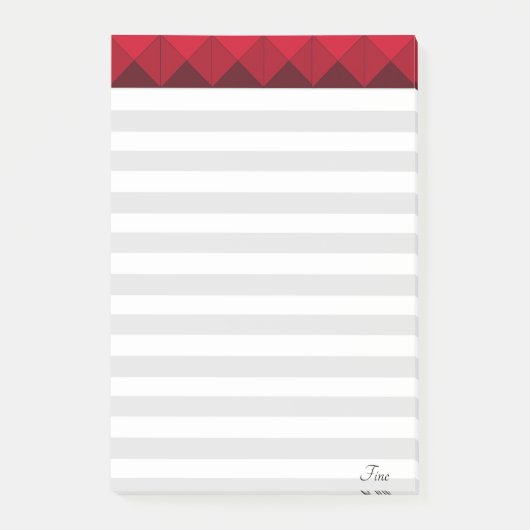 Zilver & Wit Gestreept & Bourgondische Kop Post-it® Notes (Voorkant)