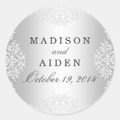 Zilver & Wit Glamour Bruiloft Sticker (Voorkant)