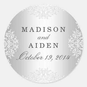 Zilver & Wit  Glamour Bruiloft Sticker
