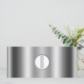 Zilver Wit Glanzend Glamour Monogram Cadeaubon (Staand voorkant)