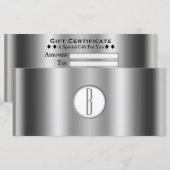 Zilver Wit Glanzend Glamour Monogram Cadeaubon (Voorkant / Achterkant)