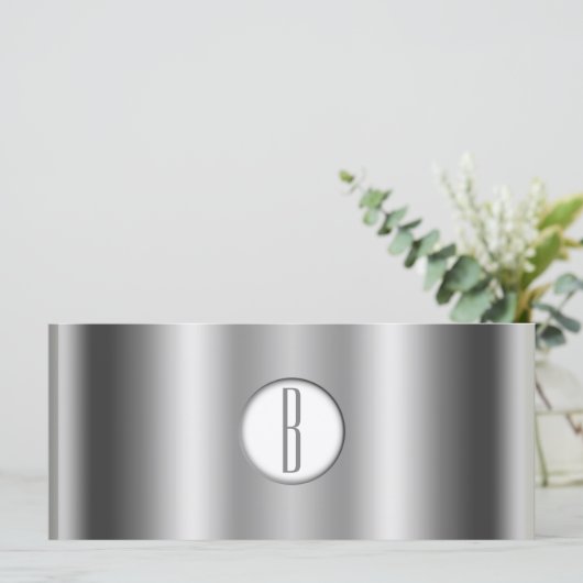 Zilver Wit Glanzend Monogram Cadeaubon (Staand voorkant)