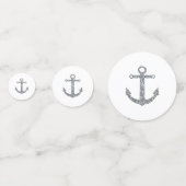 Zilver & Wit Glitter Anker Zeevaart Strandfeest Confetti (Voorkanten)