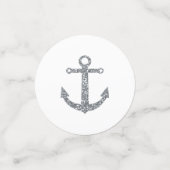Zilver & Wit Glitter Anker Zeevaart Strandfeest Confetti (Kleine voorkant)