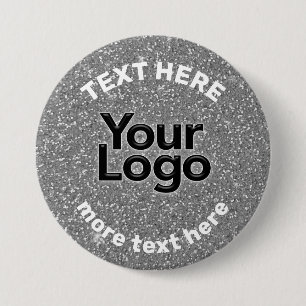 Zilver Wit Glitter Zakelijk Logo Doe-Het-Zelf Prom Ronde Button 7,6 Cm