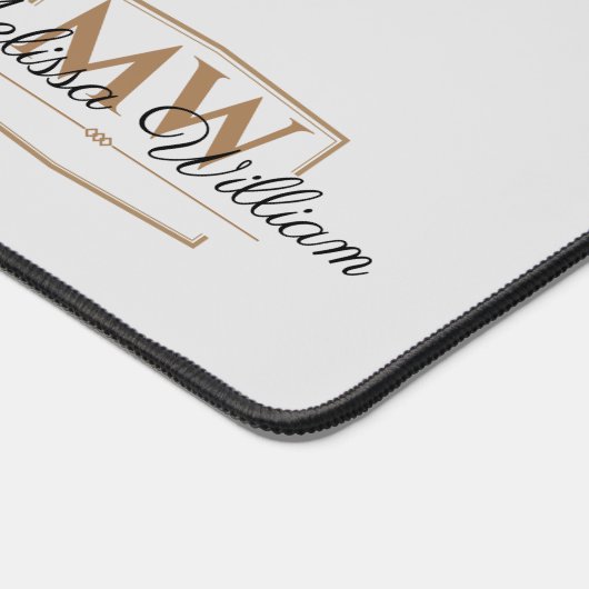 Zilver Wit Goud Monogram Naam Script Bureaumat (Hoek)