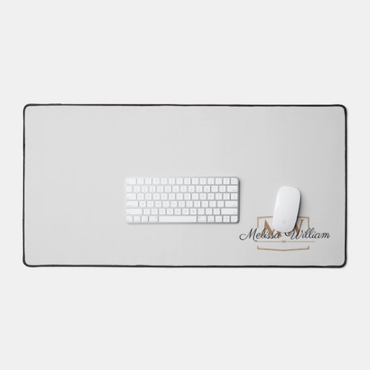 Zilver Wit Goud Monogram Naam Script Bureaumat (Keyboard & Muis)