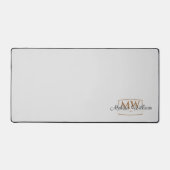 Zilver Wit Goud Monogram Naam Script Bureaumat (Voorkant)