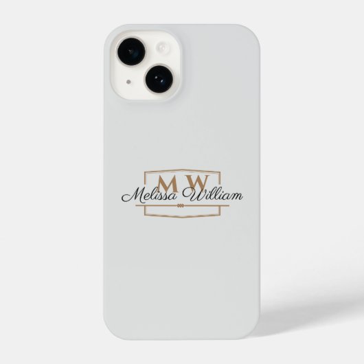 Zilver Wit Goud Monogram Naam Script iPhone Hoesje (Achterkant)
