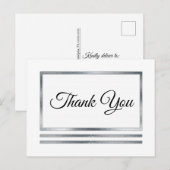 Zilver | Wit Modern Eenvoudig Elegant Dank u Briefkaart (Voorkant / Achterkant)