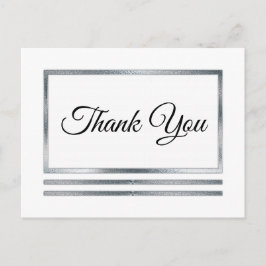 Zilver | Wit Modern Eenvoudig Elegant Dank u Briefkaart