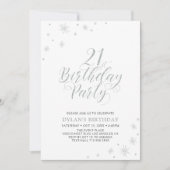 Zilver & Wit | Moderne Chic 21e Verjaardagsfeestje Kaart (Voorkant)