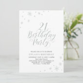 Zilver & Wit | Moderne Chic 21e Verjaardagsfeestje Kaart (Staand voorkant)