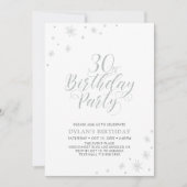 Zilver & Wit | Moderne Chic 30e Verjaardagsfeestje Kaart (Voorkant)