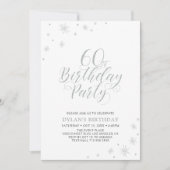 Zilver & Wit | Moderne Chic 60e Verjaardagsfeestje Kaart (Voorkant)
