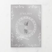 zilver & wit siergrens bruiloft drieluik aankondiging (Cover)