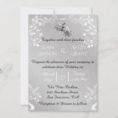 zilver & wit siergrens bruiloft kaart (Voorkant)