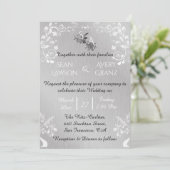  zilver & wit siergrens bruiloft kaart (Staand voorkant)