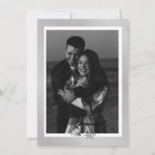  zilver & wit siergrens bruiloft kaart (Achterkant)