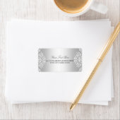 Zilver Wit Vintage Glamour Adreslabel Etiket (Insitu)