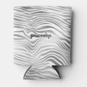 Zilver Wit Zebraprint Blikjeskoeler (Voorkant)