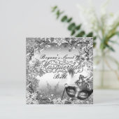 Zilver Wit Zwart Masquerade & Winter Sneeuwvlokken Kaart (Staand voorkant)