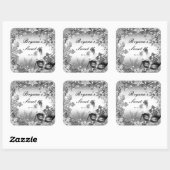 Zilver Wit Zwart Masquerade & Winter Sneeuwvlokken Vierkante Sticker (Vel)