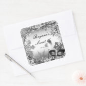 Zilver Wit Zwart Masquerade & Winter Sneeuwvlokken Vierkante Sticker (Envelop)