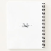 Zilver Wit Zwart Persoonlijk Monogram Notitieboek (Achterkant)