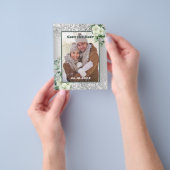 Zilver witte bloemenfoto Save the Date bruiloft Flyer (Hand)