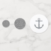 Zilver & Witte Glitter Anker Nautilus Strandfeest Confetti (Achterkanten)