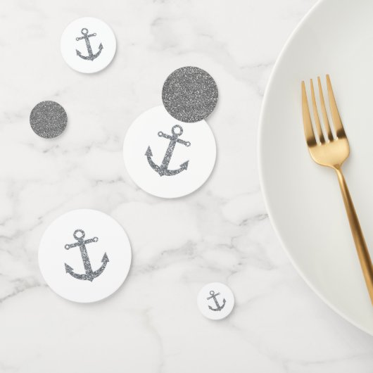 Zilver & Witte Glitter Anker Nautilus Strandfeest Confetti (Groep)