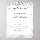 Zilver witte glitters elegante trouwprogramma poster (Voorkant)