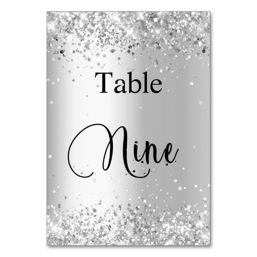 Zilver witte glitterschrift tafel negen 9 kaart (Achterkant)