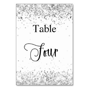 Zilver witte glitterschrift tafel vier 4 kaart