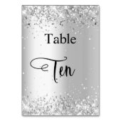 Zilver witte glitterschrijftafel tien 10 kaart (Achterkant)