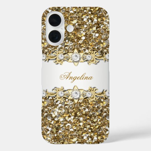Zilver Witte Goud Diamant Juwelen Glitters Case-Mate iPhone Case (Achterkant)